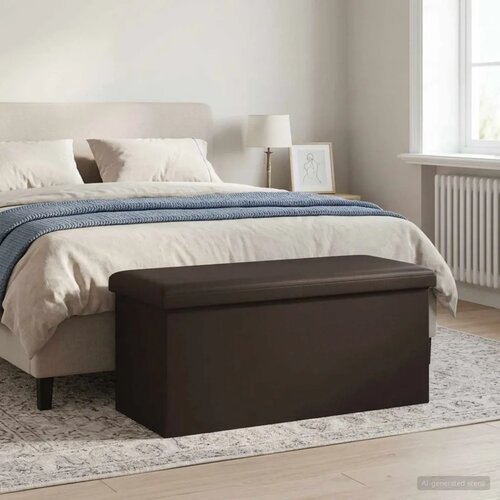  Sklopiva klupa za pohranu Smeđa 180 kg 80 L 77 x 38 x 38 cm PVC - Smeđa 77 x 38 x 38 cm Slike