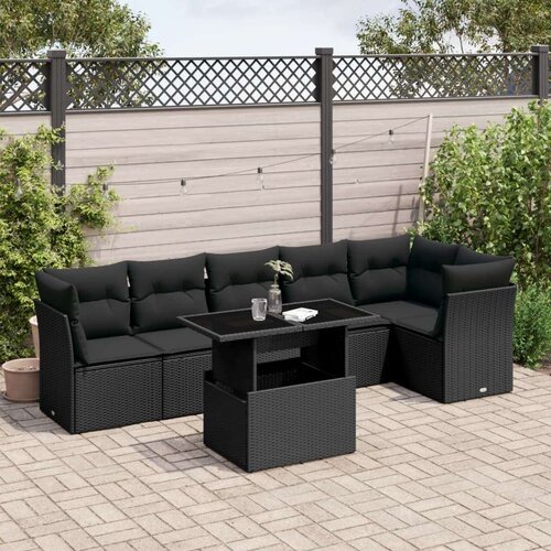  7-dijelni set vrtnih sofa od poliratana s jastucima crni Cijene