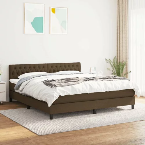  Box spring postelja z vzmetnico temno rjava 180x200 cm blago, (20901993)