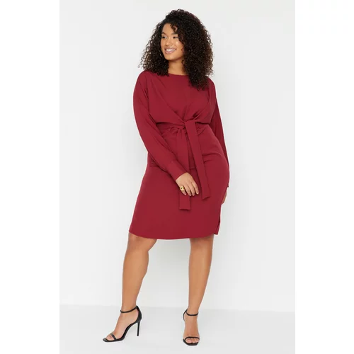 Trendyol Curve Red Tie Detailed Woven Dress