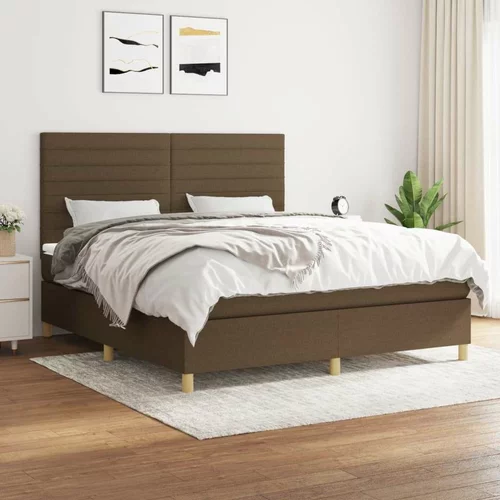 Box spring postelja z vzmetnico temno rjava 160x200 cm blago, (20899422)