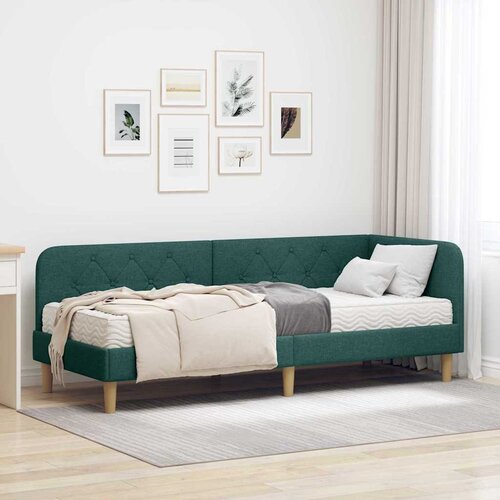 vidaXL kutni okvir kreveta s madracem tamnozelena 80 x 200 cm tkanina Cene
