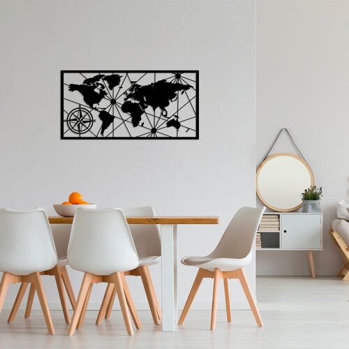 Wallity Zidna dekoracija World Map Small 2, 80x40 cm, 1.5 mm, Crna Slike