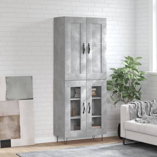 vidaXL Visoka komoda betonsko siva 69,5x34x180 cm inženirski les Cene