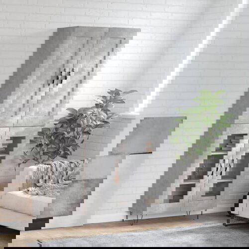 vidaXL Visoka komoda siva betona 69 5x34x180 cm od konstruiranog drva Cijene