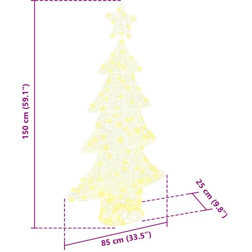 Božićno drvce s 160 LED svjetlima Topla bijela 150 cm Akril Slike