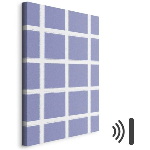  Slika - Lines and Symmetry - Expressive White Grid on a Blue Background 60x90 Akustična Cijene