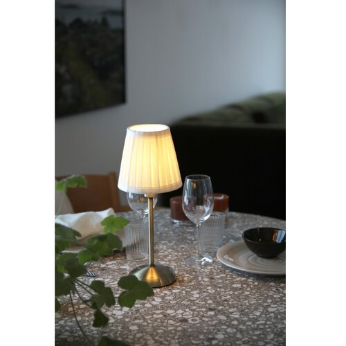 Marksl&amp;ouml;jd Kremno bela/medeninasta tekstilna LED zatemnitvena/prenosljiva namizna svetilka (vi&amp;scaron;ina 35 cm) Anno &amp;ndash; Slike