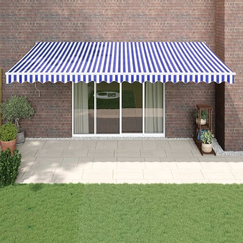 vidaXL Automatska tenda na uvlačenje plavo-bijela 5 x 3 m Cijene
