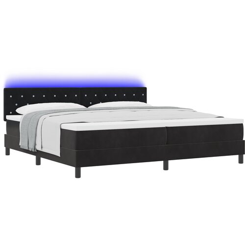 vidaXL Box Spring postelja z vzmetnico in LED črna 200x200 cm žamet Cene