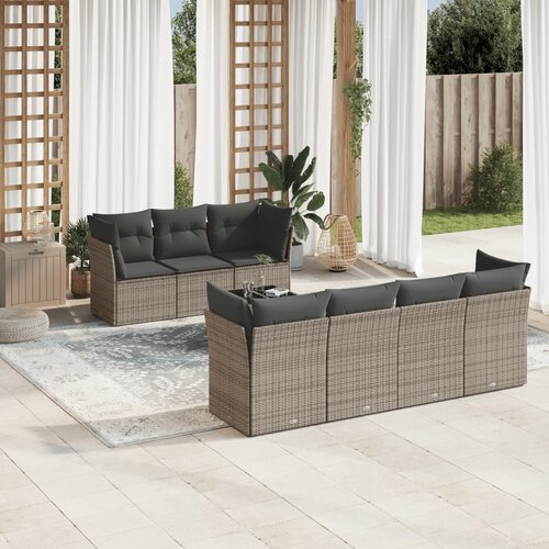 vidaXL 8-dijelni set vrtnih sofa od poliratana s jastucima sivi Cijene
