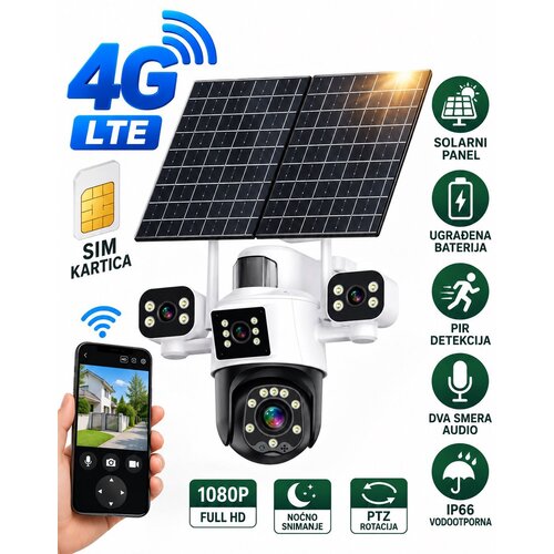 Generic BT-HD65X4 &amp;ndash; 4G Solarna Kamera 28MP sa 4 Sočiva, 2 Solarna Panela Slike