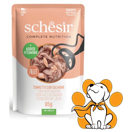 Schesir Cat Pouch Tuna & Salmon in Jelly 85g, Hrana Za Mačke Sa Tunom i Lososom Cene
