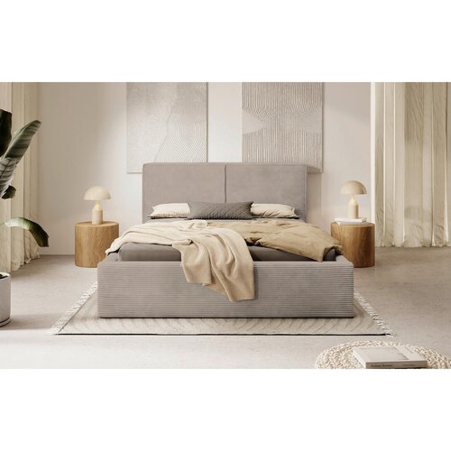 MID.YOU OBLAZINJENA POSTELJA 180 cm x 200 cm , les, tekstil, leseni material svetlo rjava Cene