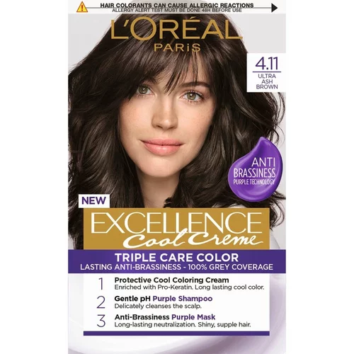 Loreal barva za lase - EXCELLENCE Cool Cremes - 4.11 Ultra Ash Brown