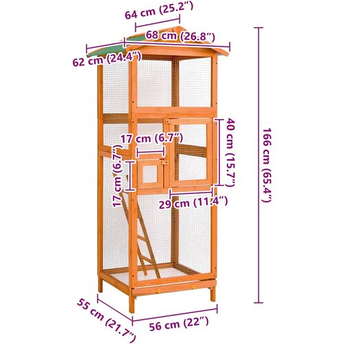  Kavez za ptice 68 x 62 x 166 cm od masivne jelovine Slike