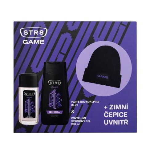 Str8 Game Set dezodorans u ča&amp;scaron;i 85 ml + gel za tu&amp;scaron;iranje 250 ml + zimska kapa za mo&amp;scaron;ke Slike