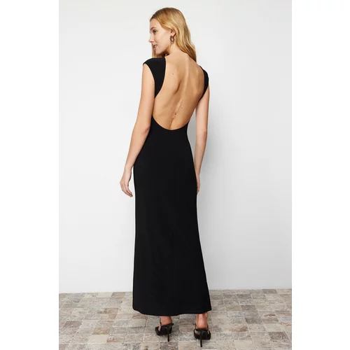 Trendyol Black Backless Fitted Maxi Stretchy Knitted Dress