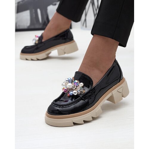 Resti Lacquered black moccasins for women Geloppa - Footwear Cene