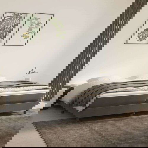  Box spring postelja z vzmetnico temno siva 200x200 cm žamet, (20725387) Slike