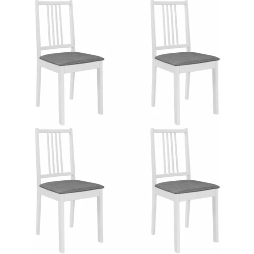  Blagovaonske stolice od masivnog drva s jastucima 4 kom bijele