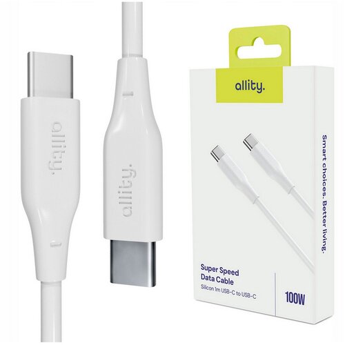 ALLITY kabel AUC-02 USB-C -USB-C 1,0 m 100W BIJELI Slike