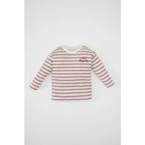 Defacto Baby Girl Crew Neck Striped Combed Cotton Long Sleeve T-Shirt