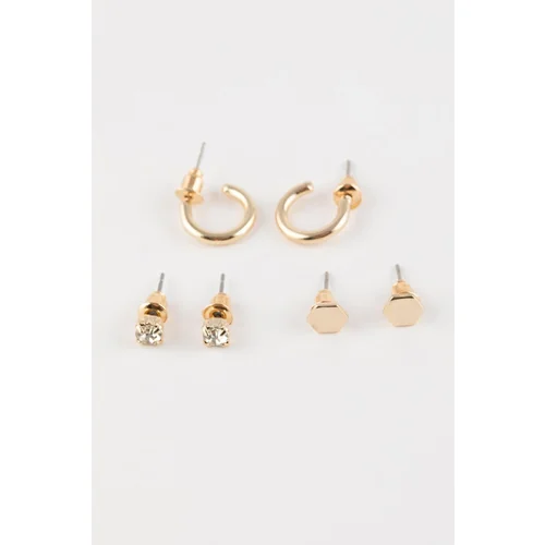 Defacto Woman's 3-Piece Gold Earrings