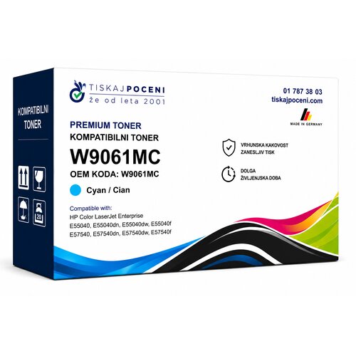  Kompatibilni toner HP W9061MC za HP W9060MC za HP COLOR LASERJET MANAGED E55040, E57540 moder &amp;ndash; 12.500 strani Slike
