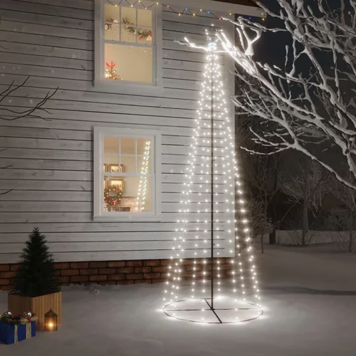 vidaXL stožasto božićno drvce hladno bijelo 310 led žarulja 100x300 cm