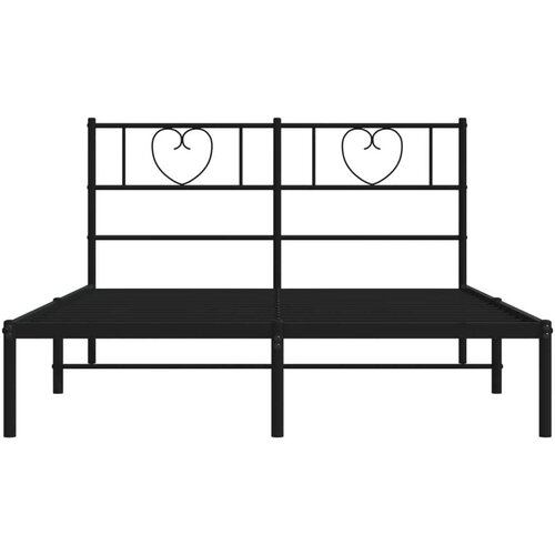 VidaXL Metalni okvir za krevet s uzglavljem crni 120x190 cm Slike