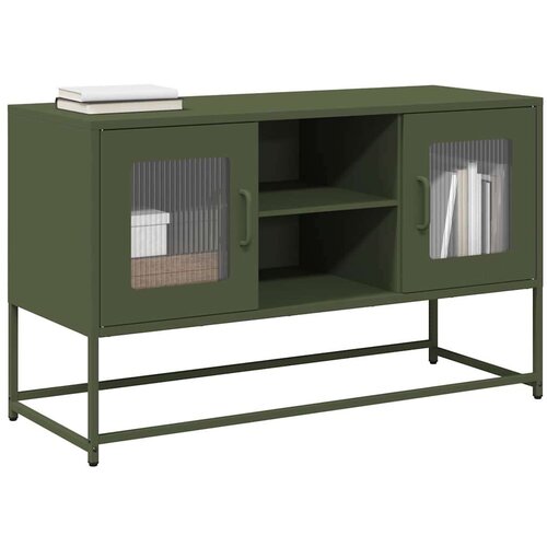 vidaXL TV omarica olivno zelena 100,5x39x60,5 cm jeklo Cene