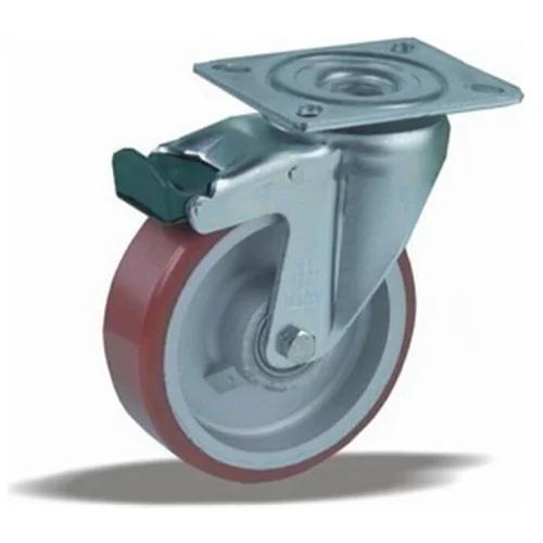 Liv zakretni kotač za transportna kolica s kočnicom (Promjer kotačića: 125 mm, Nosivost: 300 kg, Kuglični ležaj)
