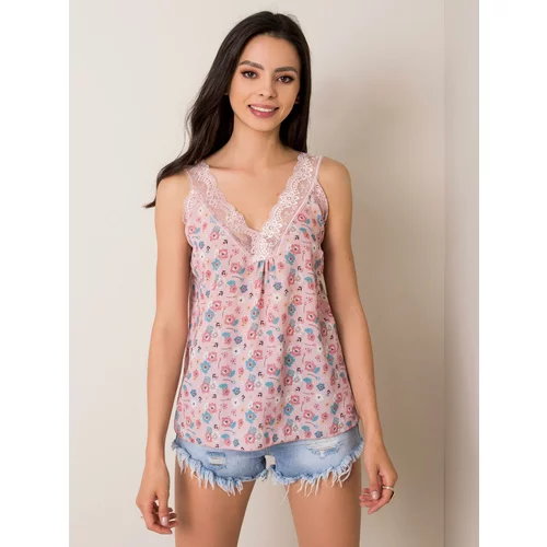 Fashion Hunters SUBLEVEL Top with flowers in dark pink