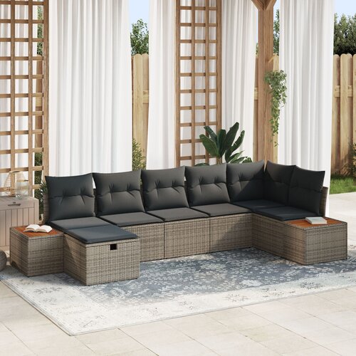 vidaXL Set vrtnih sofa sa jastučićima Sivi Poli Ratan Cene