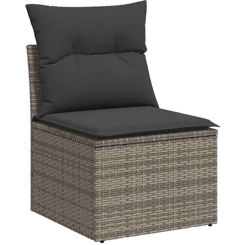 vidaXL 7-dijelni set vrtnih sofa poliratan i bagrem s jastucima sivi Cene