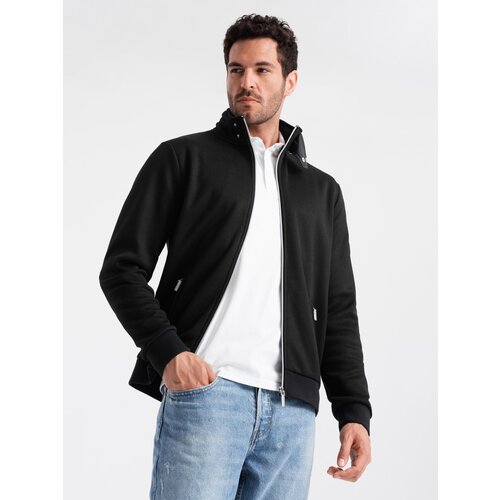 Ombre Men&amp;#039;s jacket with high collar and fleece lining - black Slike