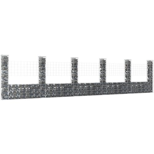 vidaXL gabion košara u-oblike s 6 stebri železo 620x20x150 cm Cene