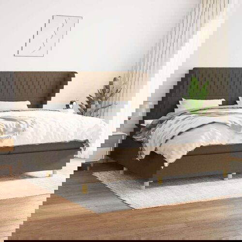  Box spring postelja z vzmetnico temno rjav 200x200 cm blago, (20901196) Slike