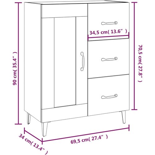  Komoda boja dimljenog hrasta 69,5x34x90 cm konstruirano drvo Slike