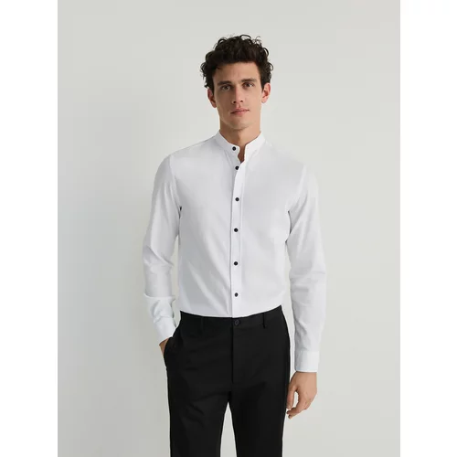 Reserved - Super slim fit košulja s uspravnim ovratnikom - bijela