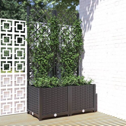  Vrtna žardinjera s rešetkom crna 80x40x136 cm PP Cene