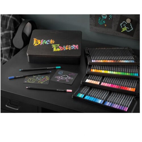  BOJE DRVENE 100BOJA METALNA KUTIJA BLACK EDITION FABER CASTELL 116490 Slike