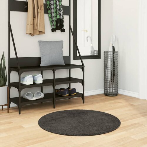 vidaXL Preproga ISTAN visoka vlakna sijoč videz antracitna Ø 80 cm Cene