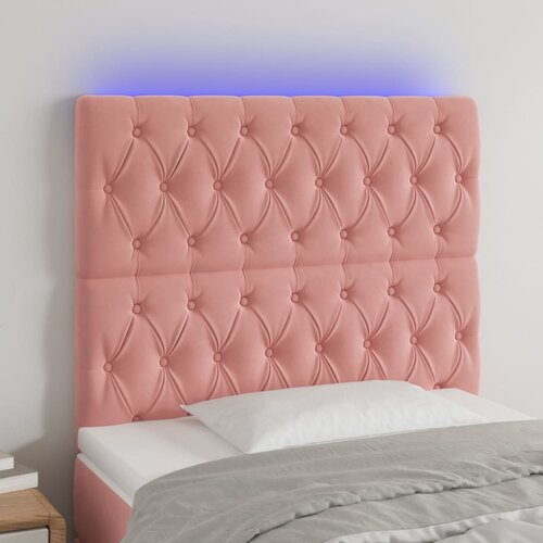 The Living Store led posteljno vzglavje roza 90x7x118/128 cm žamet - led vzglavje, (21438139) Slike