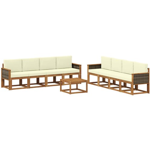 vidaXL Zunanja garnitura za sedenje z blazino 7 pcs Naravna in smetana, (5000281126) Cene