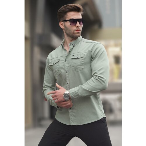 Madmext Green Comfort Fit Men's Gabardine Shirt 6810 Slike