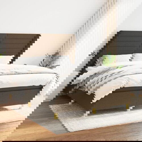 vidaXL Box spring postelja z vzmetnico temno rjava 140x200 cm blago Cene