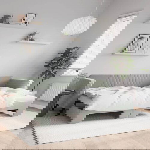 VidaXL Izvlečna dnevna postelja svetlo siva 90x200 cm žamet Slike
