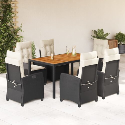  3-dijelni vrtni blagovaonski set s jastucima od poliratana crni Crna 90 cm table length Cijene